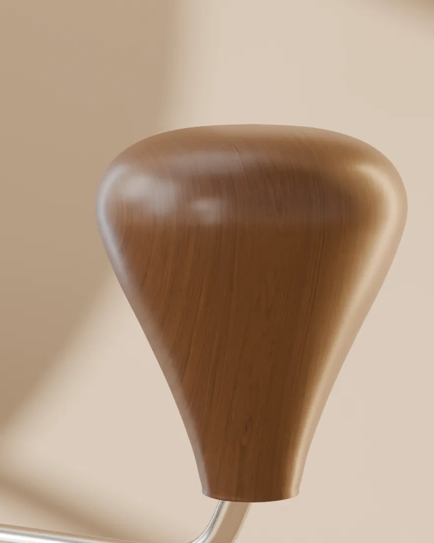 De houten knop van de slinger, van dichtbij